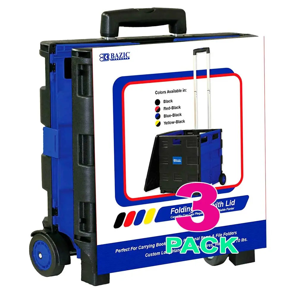 Collapsible Folding Utility Rolling Carts With Lid Cover. Telescopic Handle | Blue G8Central