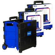 Collapsible Folding Utility Rolling Carts With Lid Cover. Telescopic Handle | Blue