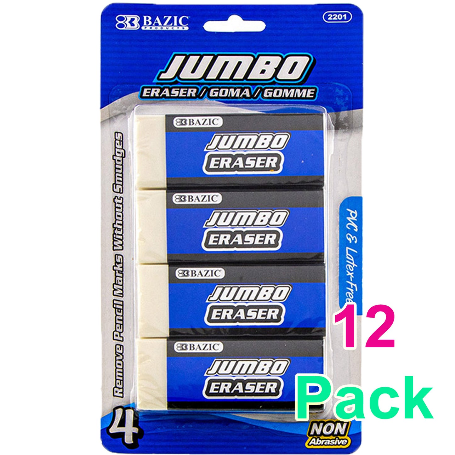 Jumbo Vinyl Eraser, Latex Free, Non Abrasive