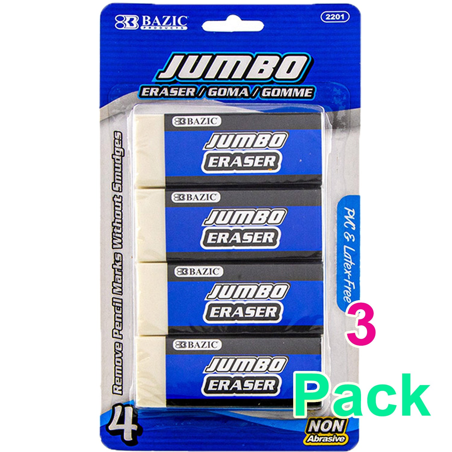 Jumbo Vinyl Eraser, Latex Free, Non Abrasive