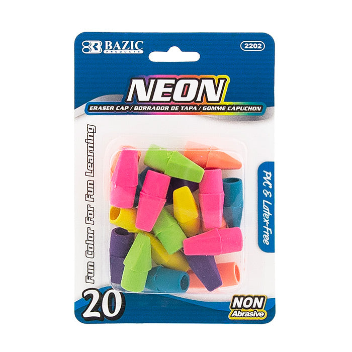 Neon Eraser Top, Latex Free Pencil Top Erasers (20/Pack)