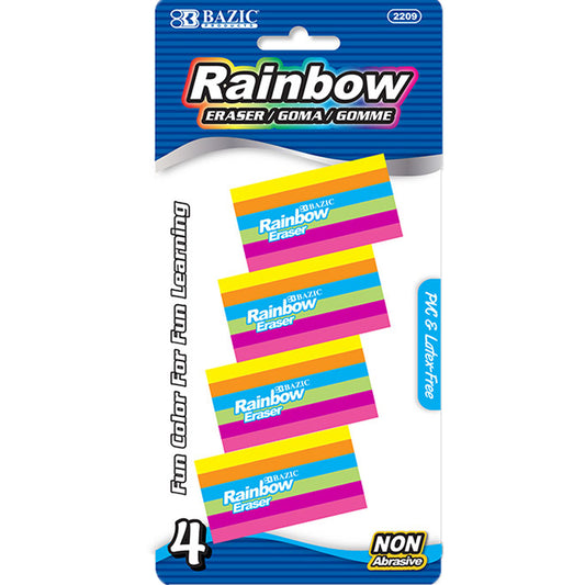 Rainbow Block Eraser, Latex Free (4/Pack)