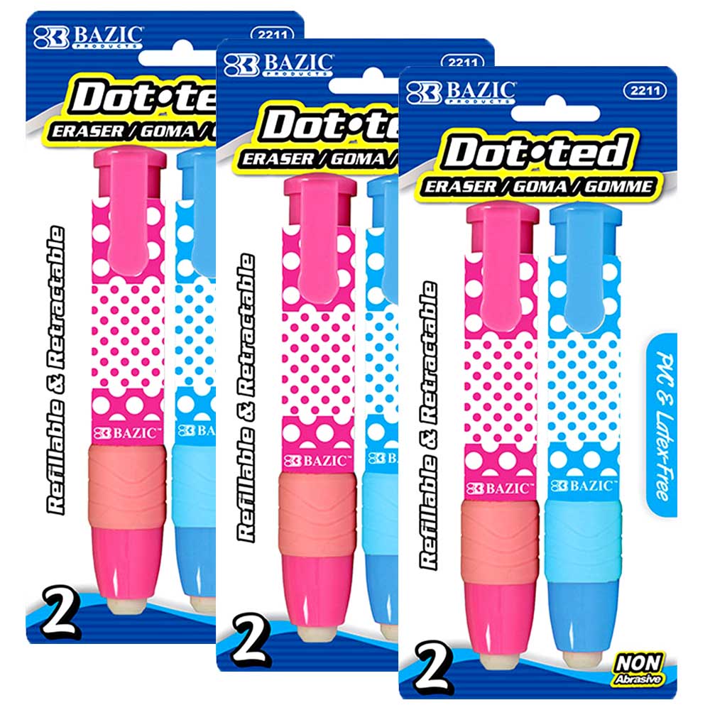 Erasers Dot.ted Retractable Stick, Mechanical Pencil Eraser Pen Eraser, Assorted Color | 2 Ct