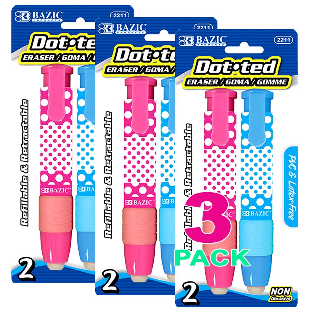 Erasers Dot.ted Retractable Stick, Mechanical Pencil Eraser Pen Eraser, Assorted Color | 2 Ct