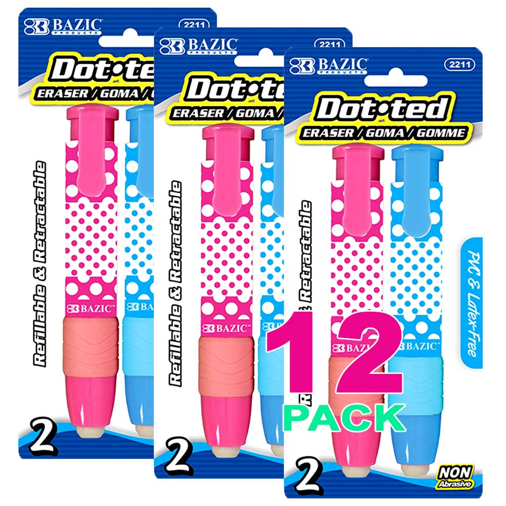 Erasers Dot.ted Retractable Stick, Mechanical Pencil Eraser Pen Eraser, Assorted Color | 2 Ct