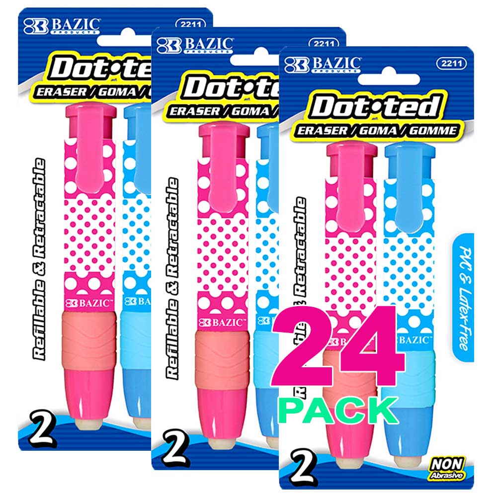 Erasers Dot.ted Retractable Stick, Mechanical Pencil Eraser Pen Eraser, Assorted Color | 2 Ct