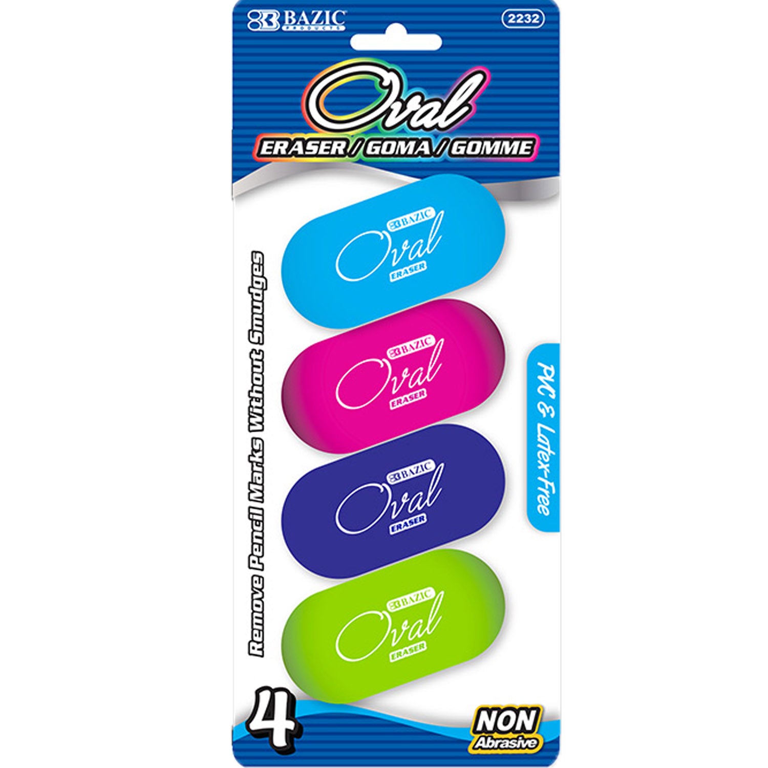 Bright Color Oval Eraser (Latex Free)