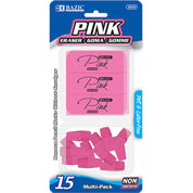 Pink Eraser Top, and Pink Block Eraser (15/Pack)