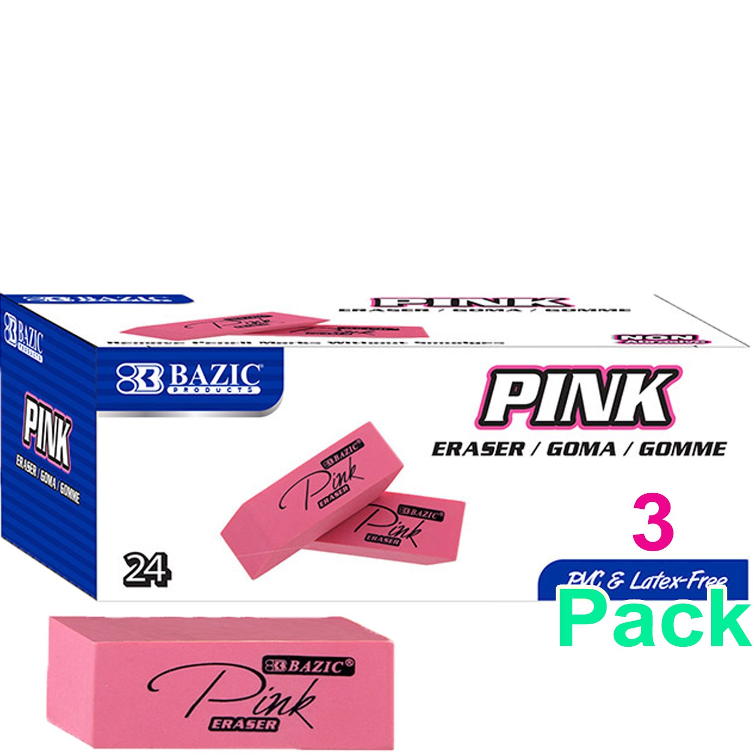 Pink Bevel Eraser for Kids or Art School