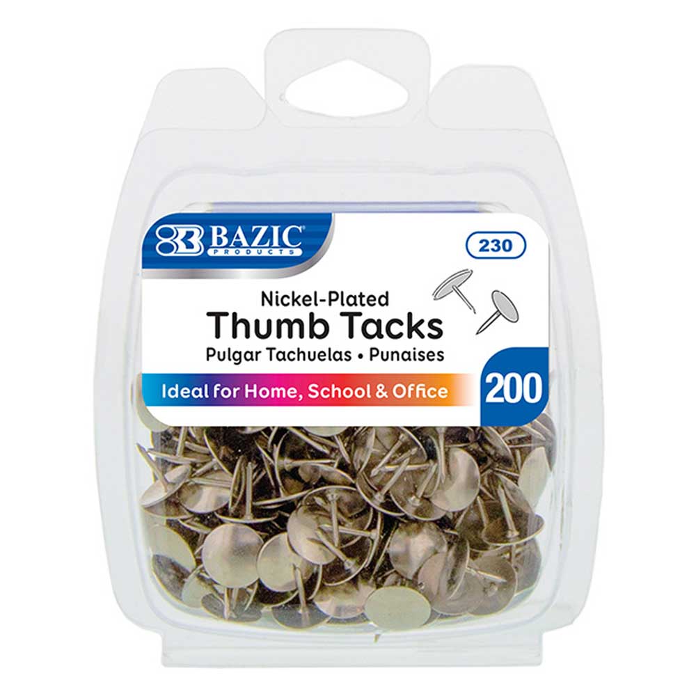 Silver Nickel Thumb Tacks. 200 Push Pins.