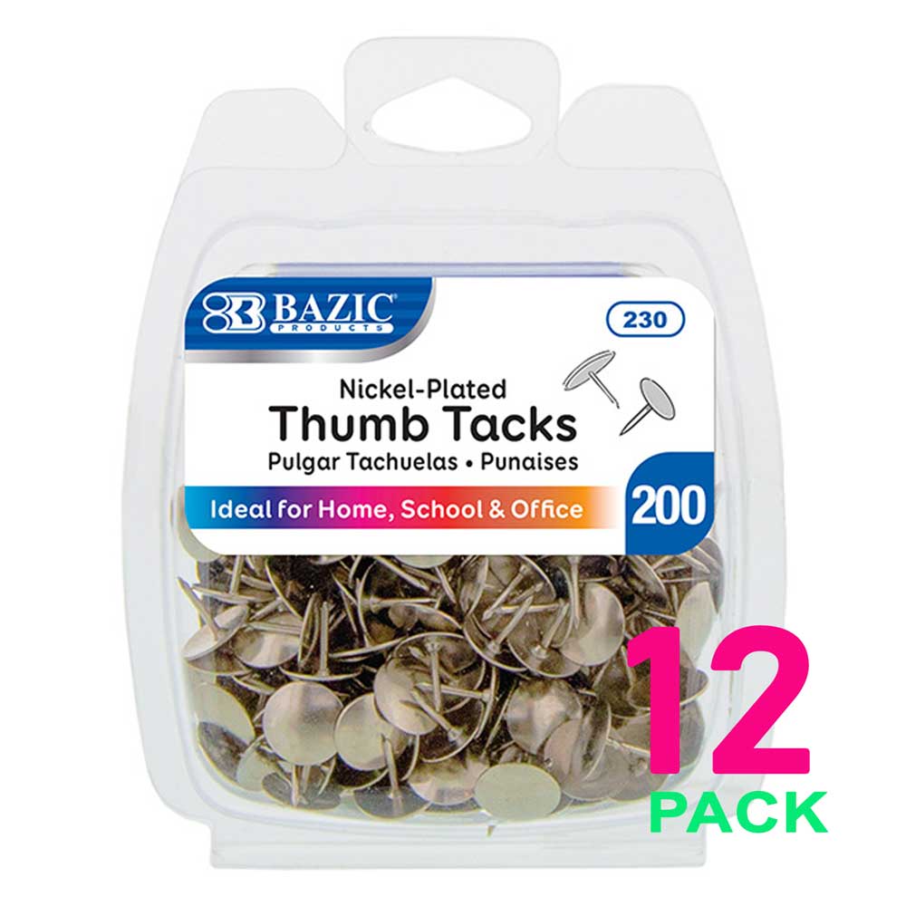 Silver Nickel Thumb Tacks. 200 Push Pins.