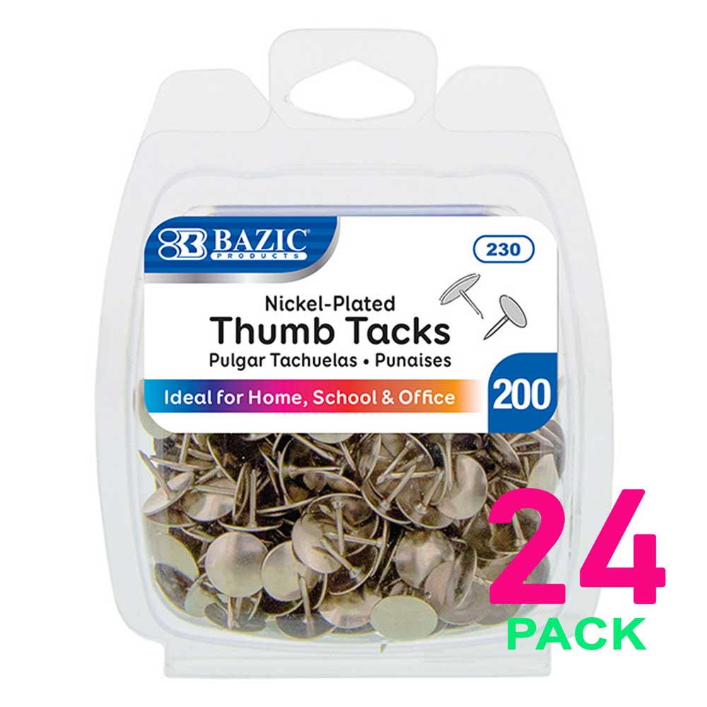 Silver Nickel Thumb Tacks. 200 Push Pins.