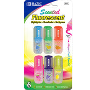 Fruit Scented Mini Highlighters, Assorted Color Liquid Highlighters (6/Pack)