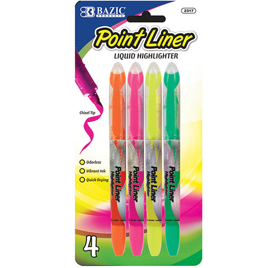 Assorted Colors Pen Style Neon Color Liquid Highlighters (4/Pack)