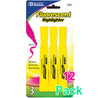 Yellow Colors Desk Style Neon Highlighters, Unscented Quick Dry (3/Pack)