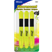 Yellow Desk Style Neon Highlighters w/ Cushion Grip, Unscented Quick Dry (3/Pack)