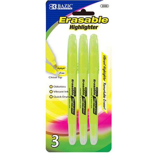 Yellow Erasable Highlighter, Smudge Free Eraser Smear Safe Ink Smudge Free