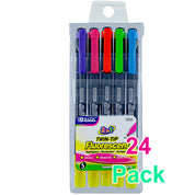 Double Tip Neon Highlighters, Unscented Quick Dry (5/Pack)