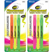 Fluorescent Gel Highlighters, Quick dry (3/Pack)