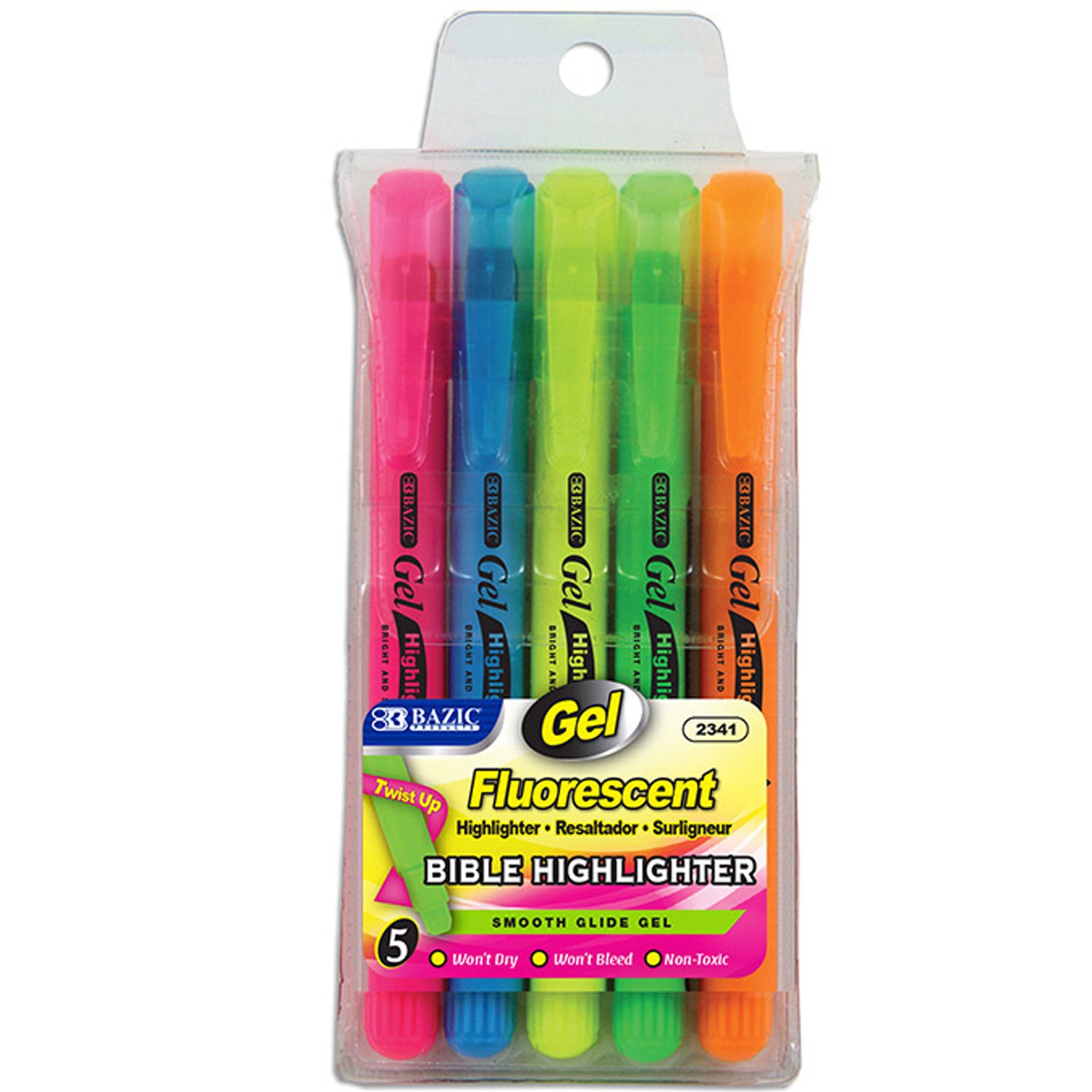 Fluorescent Gel Highlighters (5/Pack)