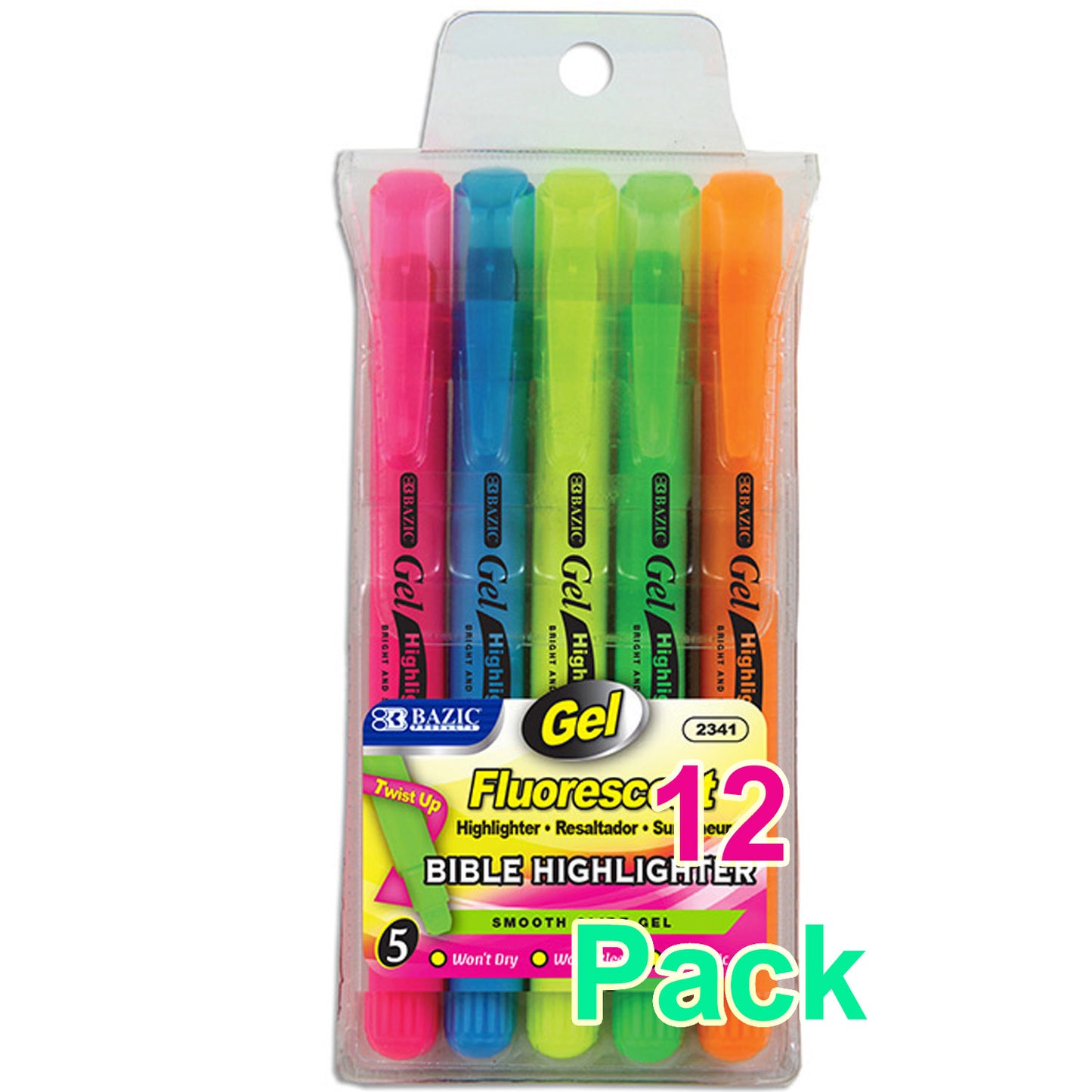 Fluorescent Gel Highlighters (5/Pack)