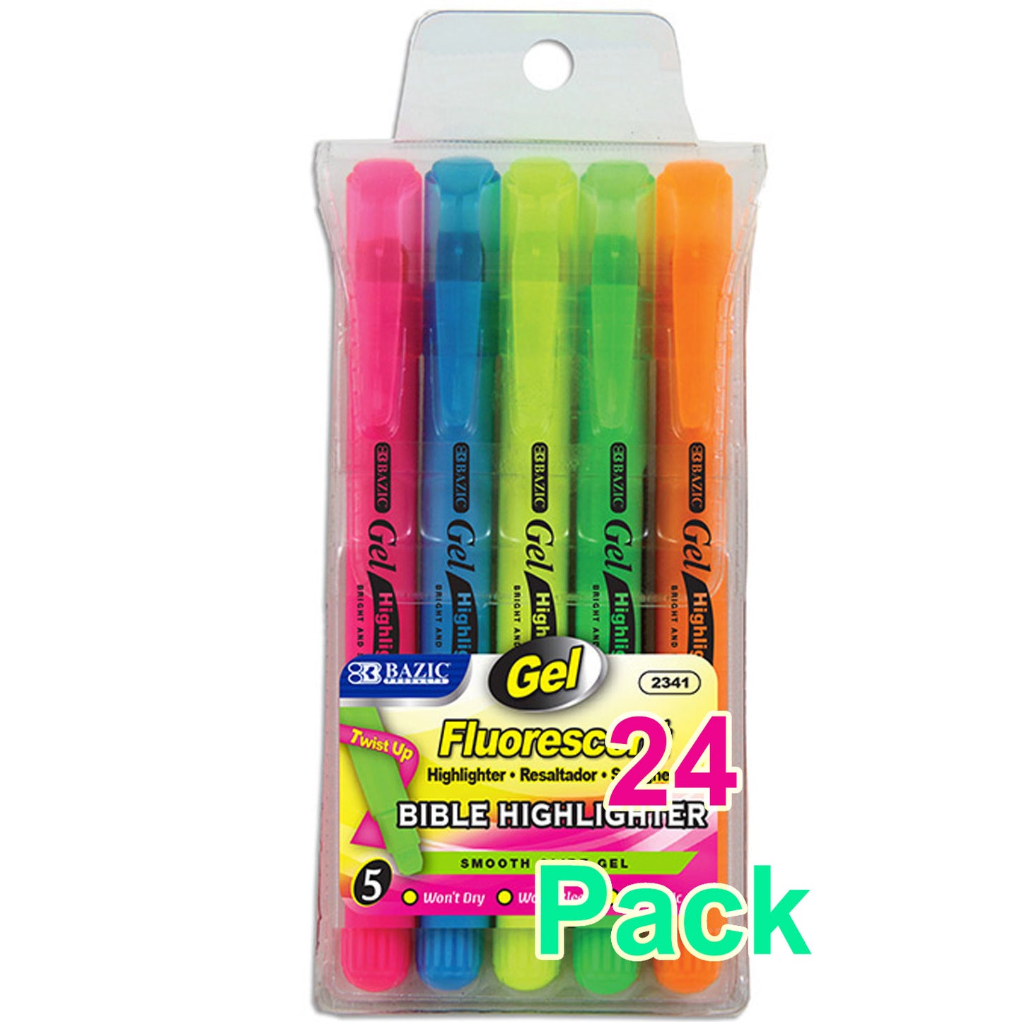 Fluorescent Gel Highlighters (5/Pack)