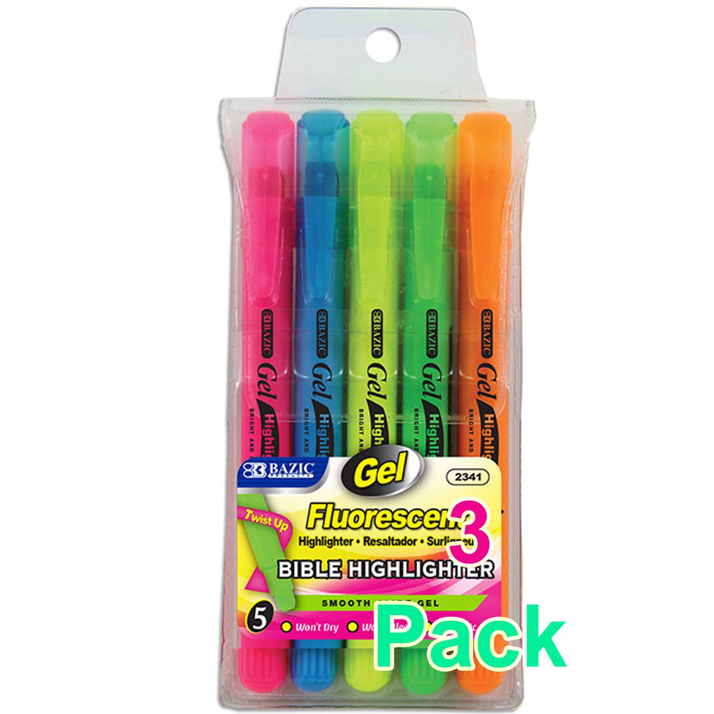 Fluorescent Gel Highlighters (5/Pack)