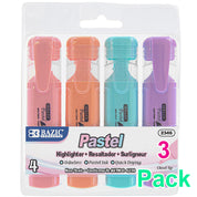 Pastel Highlighters w/Pocket Clip (4/Pack)