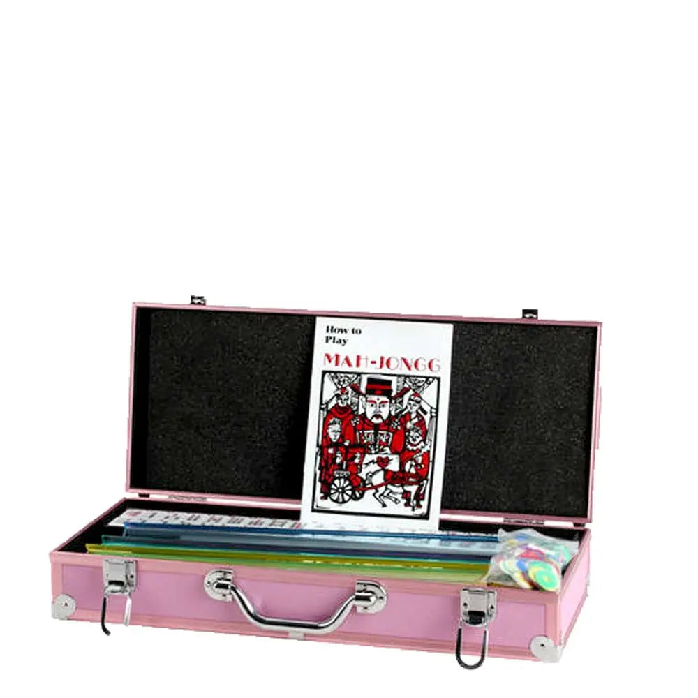 Mah Jongg American MahJong Set With Pushers In Pink Aluminum Case G8Central