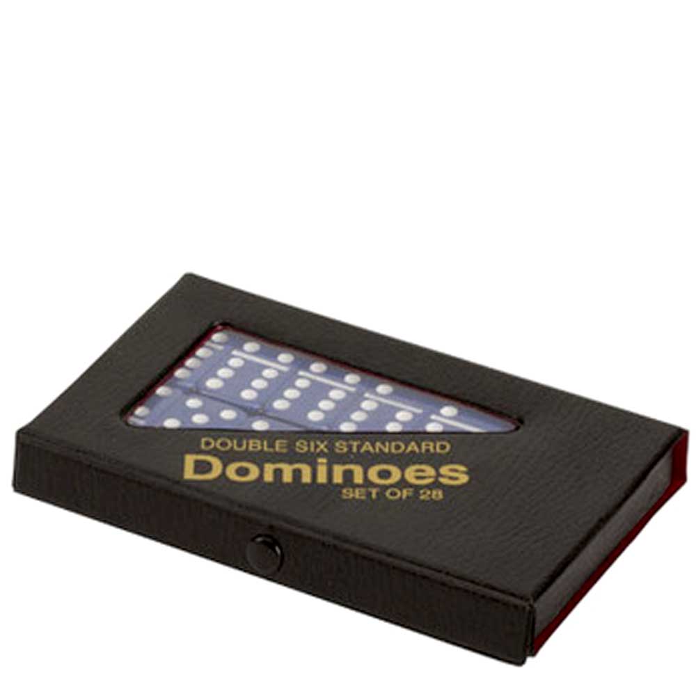 Double 6 Standard Dominoes Vinyl Case | Blue