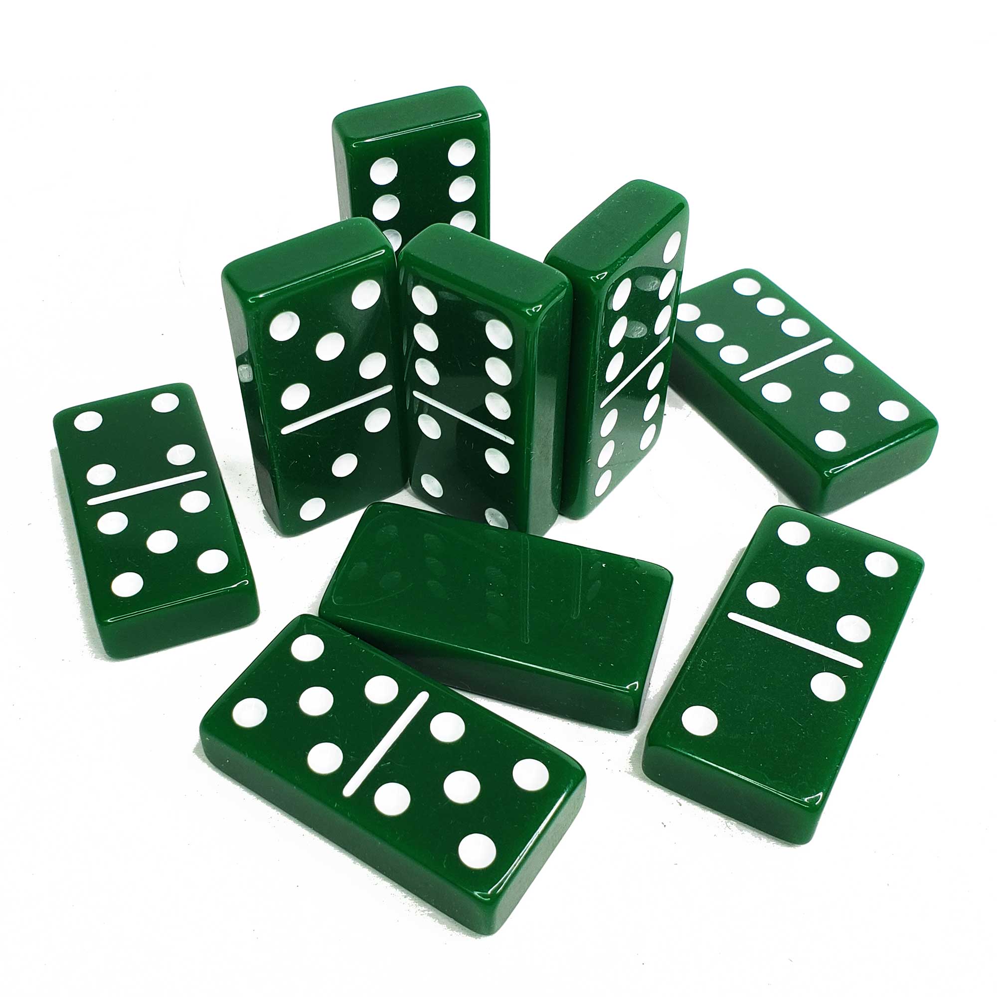 Premium ACRYLIC Double 6 JUMBO Dominoes Set Game | Green