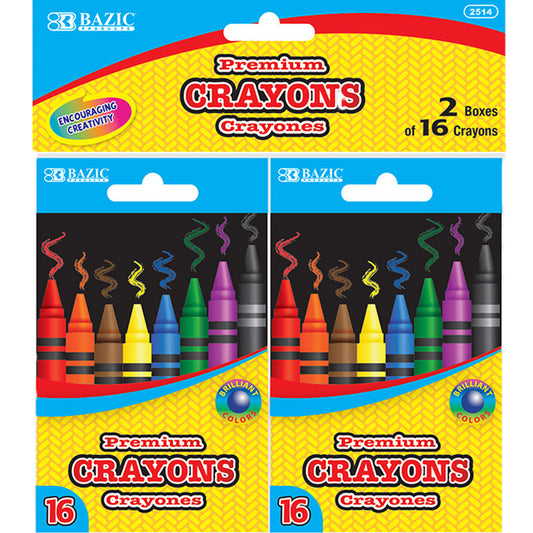 Premium Crayons Coloring Set, For Kids 16 Color (2/Pack)