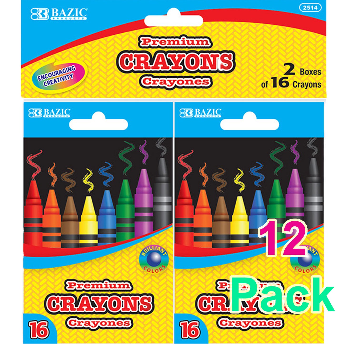 Premium Crayons Coloring Set, For Kids 16 Color (2/Pack)