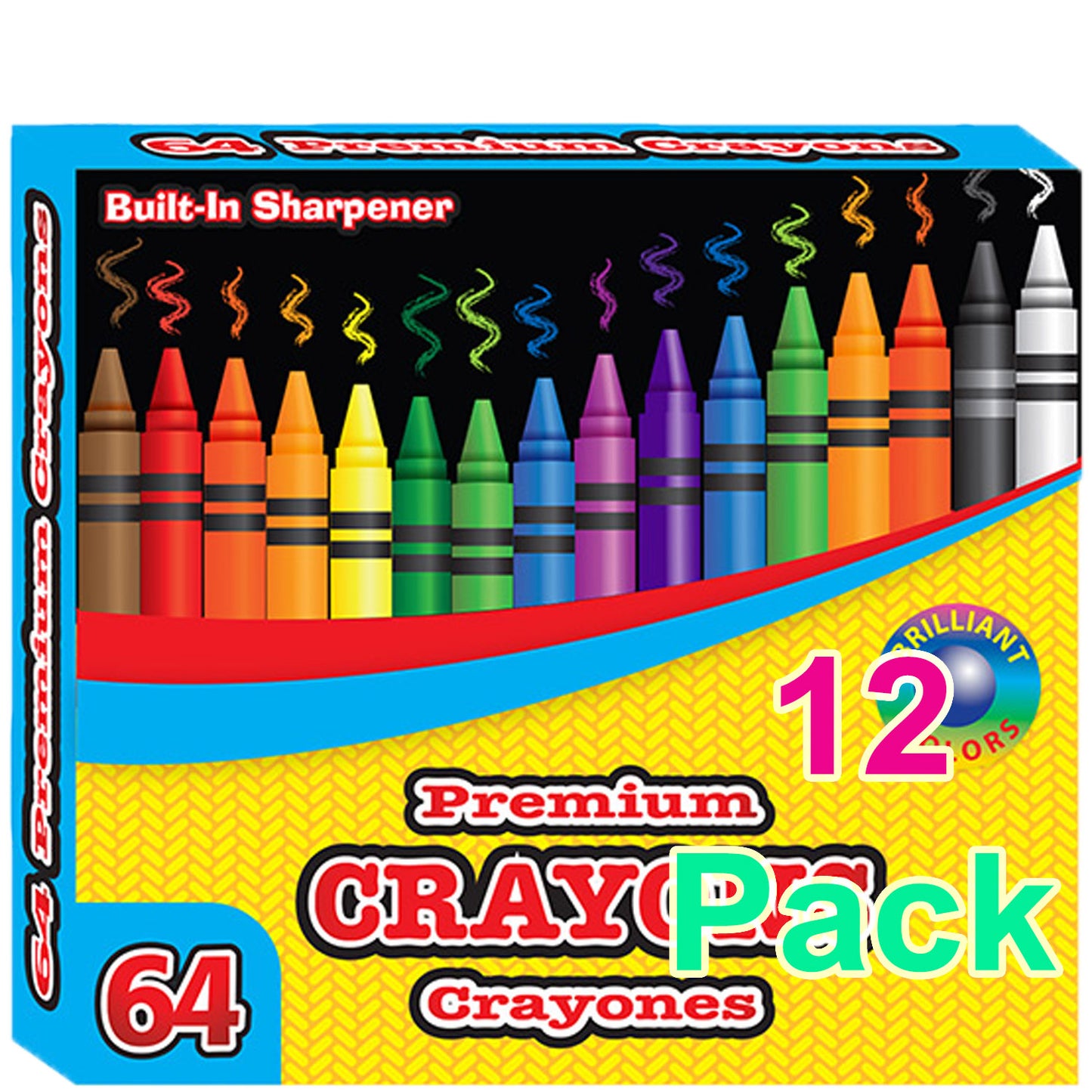 Premium Crayons Coloring Set w/sharpener, 64 color