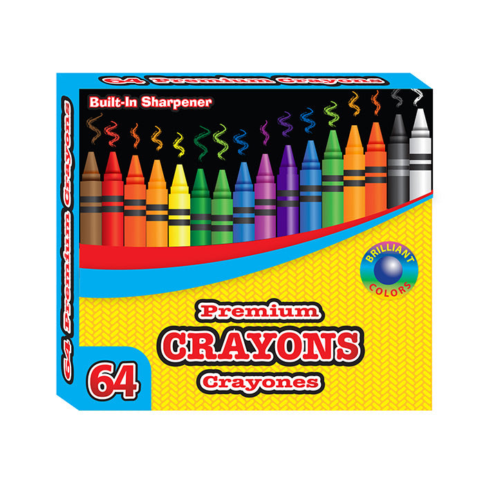 Premium Crayons Coloring Set w/sharpener, 64 color