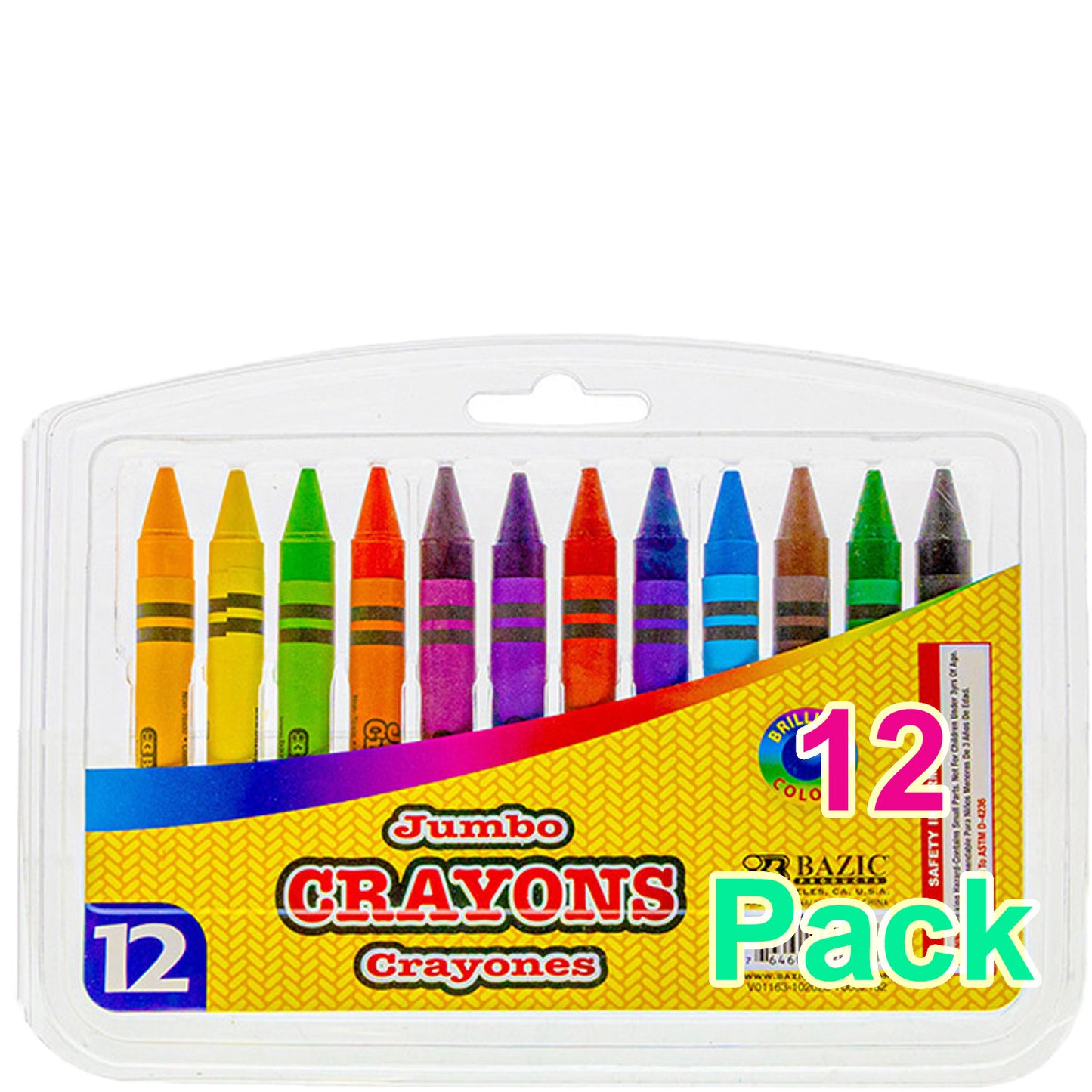 Premium Jumbo Crayons Coloring Set, School Art Gift for Kids Age 3+, 12 Colors