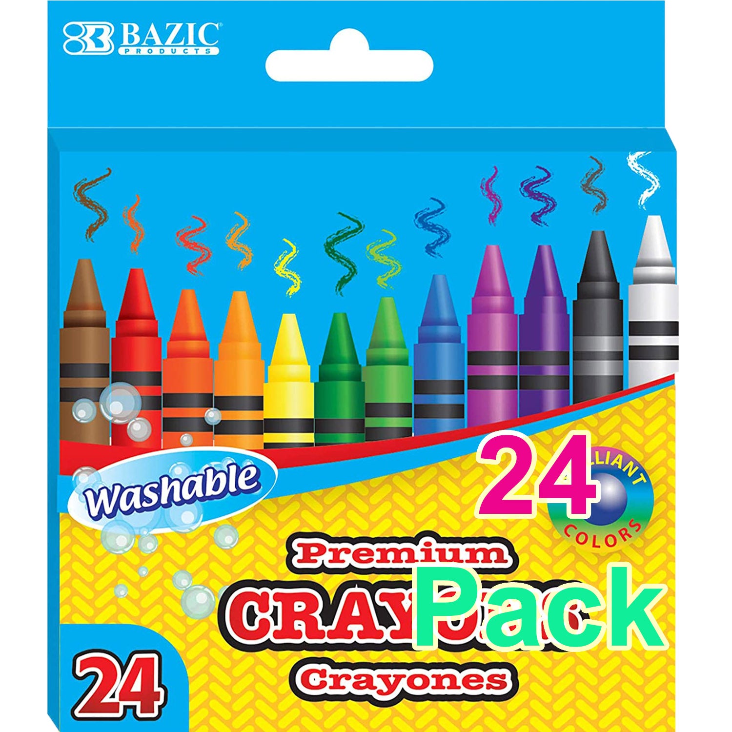 Premium Crayons Coloring Set, Assorted Colors Washable | 24-Count