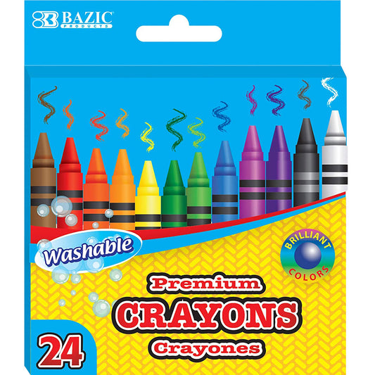 Premium Crayons Coloring Set, Assorted Colors Washable | 24-Count