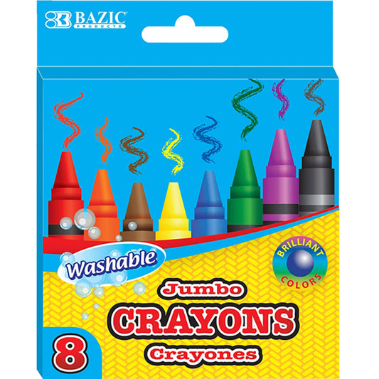 Premium Jumbo Crayons Coloring Set, 8 Color Washable