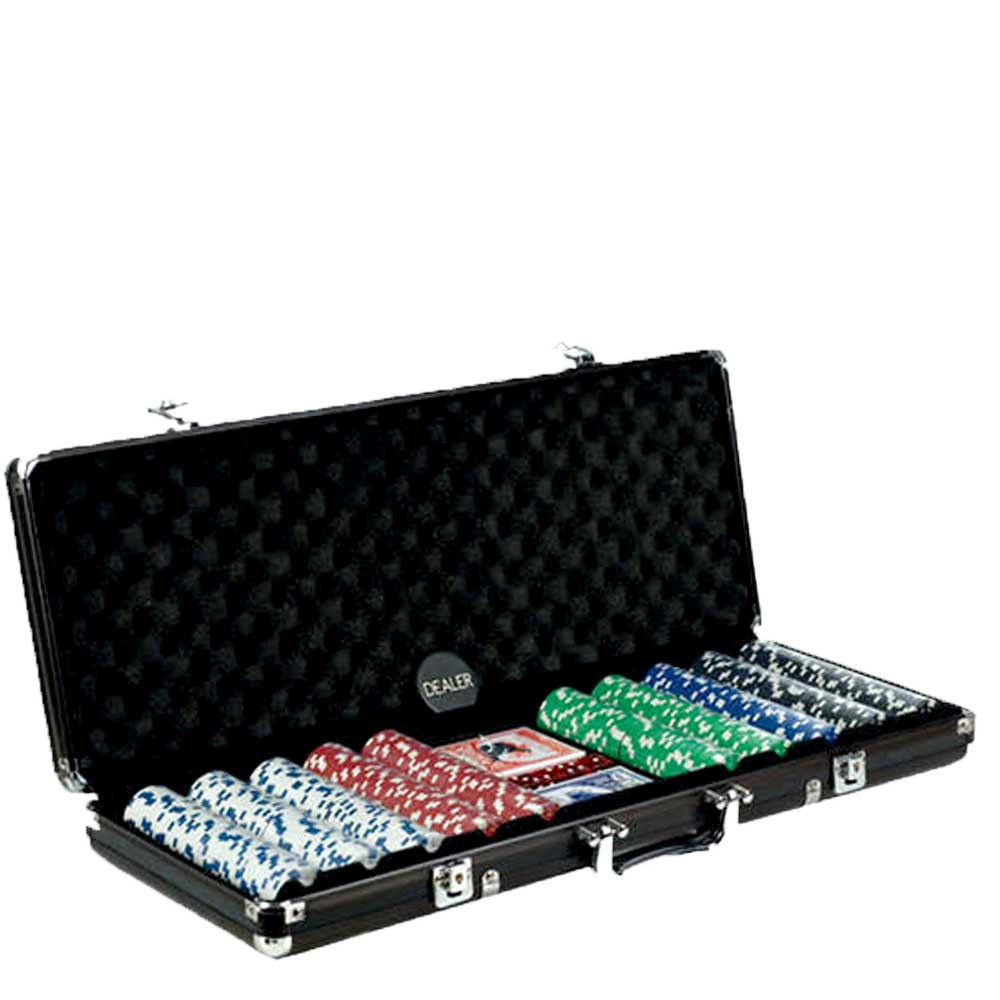 Poker Chips 500 Counts with Black Aluminum Case Poker Set