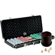 500 Chips Black Aluminum Case Poker Set + Deluxe dice cup with 5 poker dice G8Central