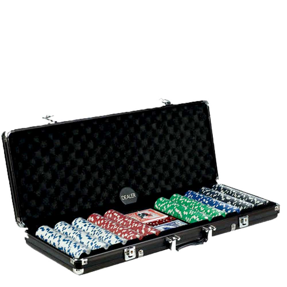 500 Chips Black Aluminum Case Poker Set + Deluxe dice cup with 5 poker dice G8Central