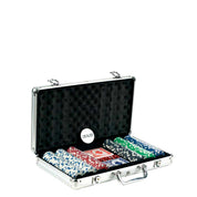 300 Chips Aluminum Case Poker Set + Texas Hold'em & Blackjack layout + 2 Deck Card Shuffler