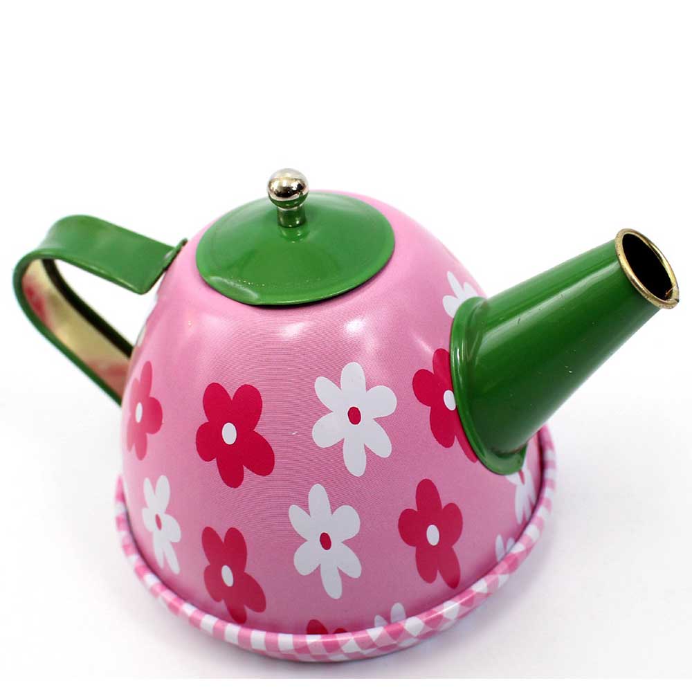 Metal Teapot And Cups Kitchen Playset (Flower)