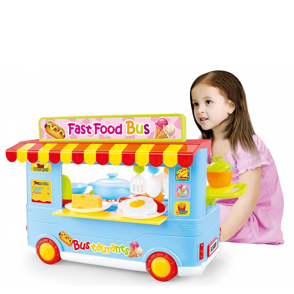 Fast Food Bus Kitchen Play Set Toy 29pcs