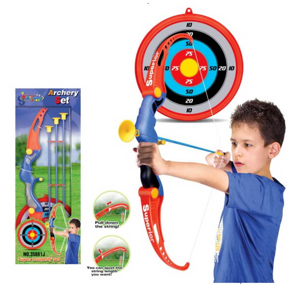 Kings Sport Toy Archery Bow And Arrow Set for Kids With Arrows, Target, And Quiver