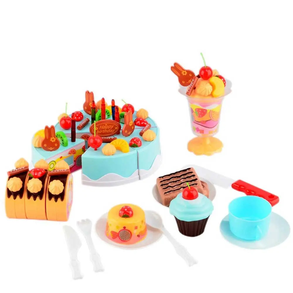 Birthday Cake 75pcs Pretend Play Food Toy Set | Blue G8Central