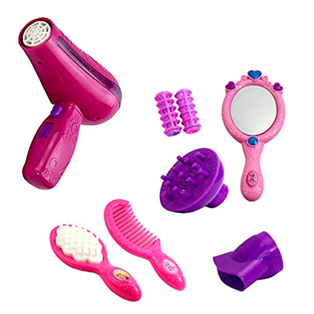 Beauty Salon Fashion Play Set With Hairdryer, Mirror, And Accessories