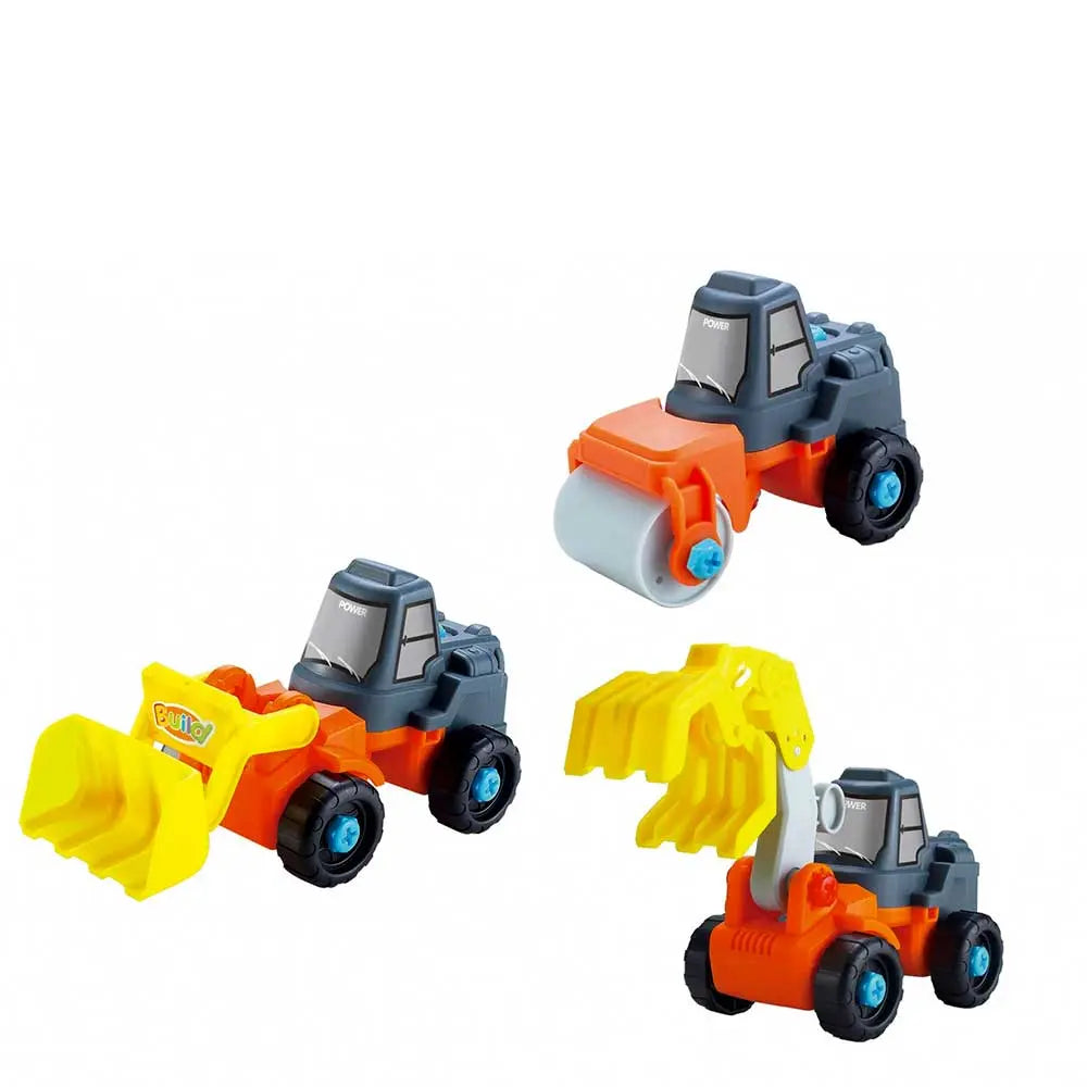 3-in-1 Take-A Part Construction Toy Truck With Power Tool (Bulldozer + Excavator + Roller) G8Central