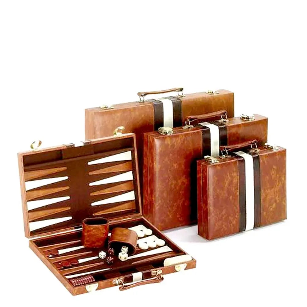 Backgammon Set Vinyl Brown & White | 11", 15" & 18" G8Central